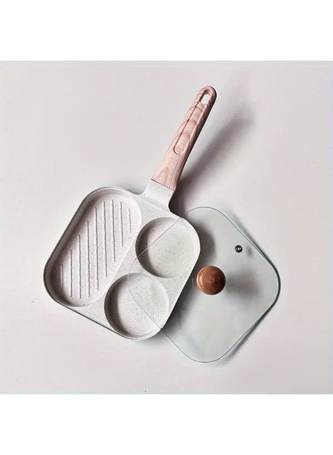Black Non Stick Aluminum Skillet With Lid 3 Compartment Pan For Breakfast - Image 1